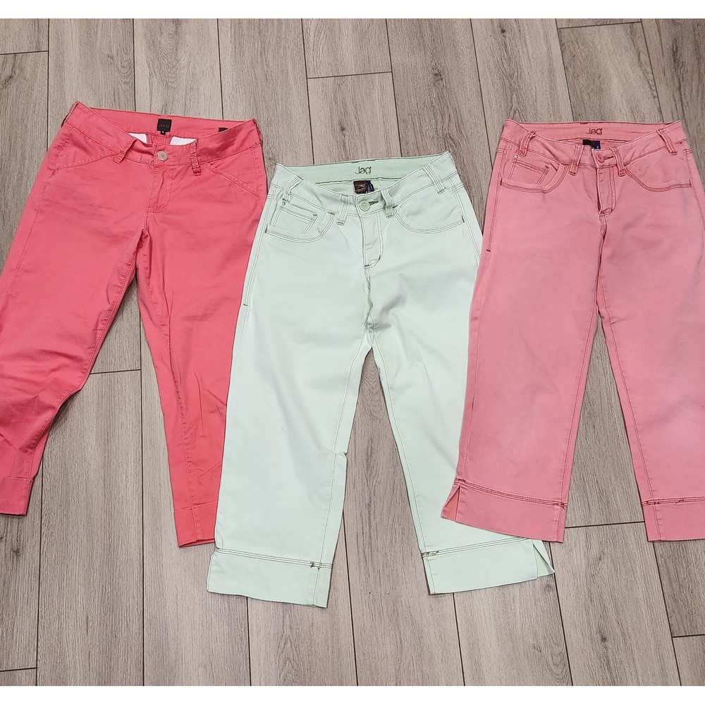 JAG Capri Pants Jeans Womens Size 6 Lot of 3 Stretch Cropped Pink Mint Coral